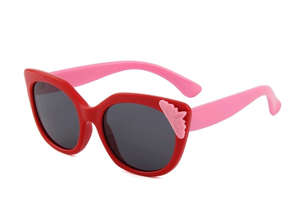 Eclipse Sunglasses Kids Red silica frame with Pink temple and Smoke lens Eclipse Sunglasses Kids Red silica frame with Pink temple and Smoke lens
