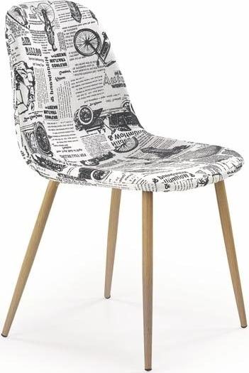 Halmar Jídelní židle K220, vzor novin/medový dub