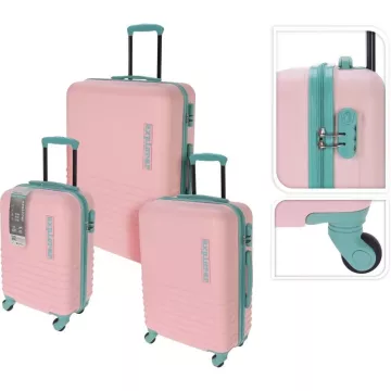 Kufr cestovní sada 3 ks EXPLORER růžová