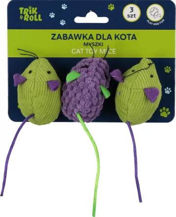 TRIK & ROLL Hračka pro mazlíčky Myšky pro kočky set 3ks 6cm