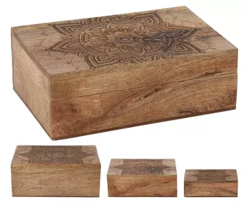 EXCELLENT Úložné boxy s víkem sada 3 ks mangové dřevo KO-A65001030
