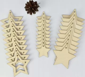 Evergreen Sada dřevěných ozdob na vánoční stromek Stars - 30 ks