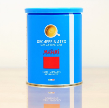 Bezkofeinová mletá káva Musetti Decaffeinato 250 g plech