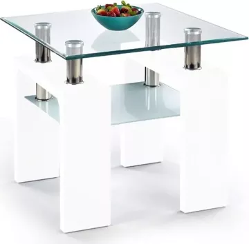 Halmar Konferenční stolek Diana H, čtvercový, sklo/bílý
