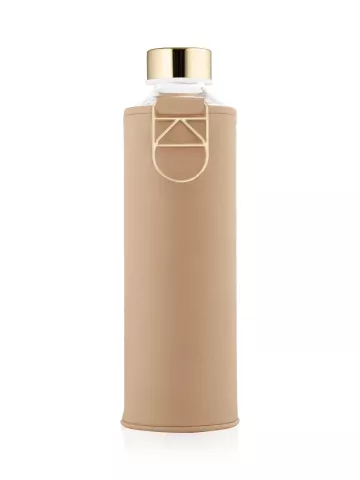 EQUA Mismatch Sienna 750 ml designová luxusní ekologická skleněná lahev na pití s obalem z umělé kůž
