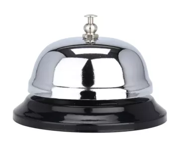 Zvonek recepční hotelový stříbrný 8,5 x 6 cm