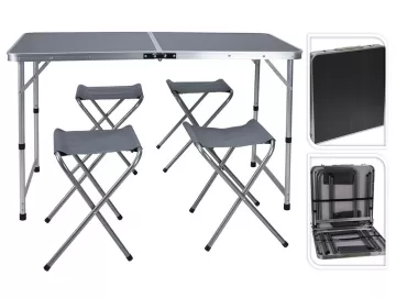 PROGARDEN Kempingový nábytek stůl + 4 židle skládací REDCLIFFS KO-X61210200