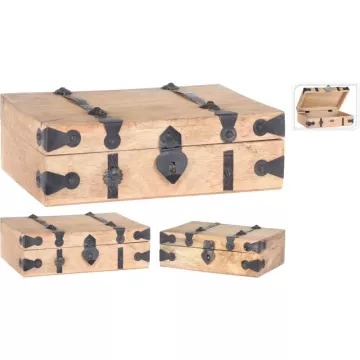 Úložná krabice dřevěná sada 3 ks