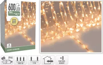 Vánoční světelný řetěz teplá bílá 600 LED / 18 m