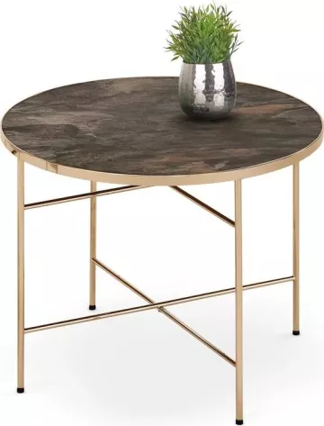 Halmar Konferenční stolek Isabelle, zlatý/mramor