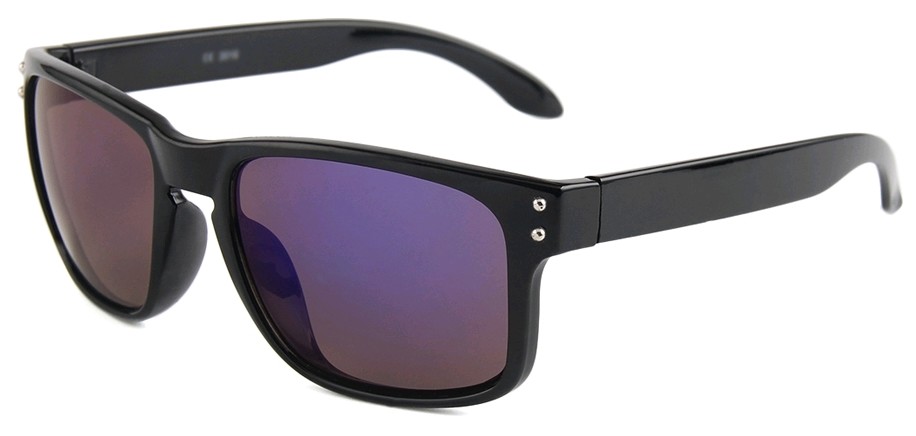 Eclipse Sunglasses Black Plastic frame with Purple mirror lense Eclipse Sunglasses Black Plastic frame with Purple mirror lense